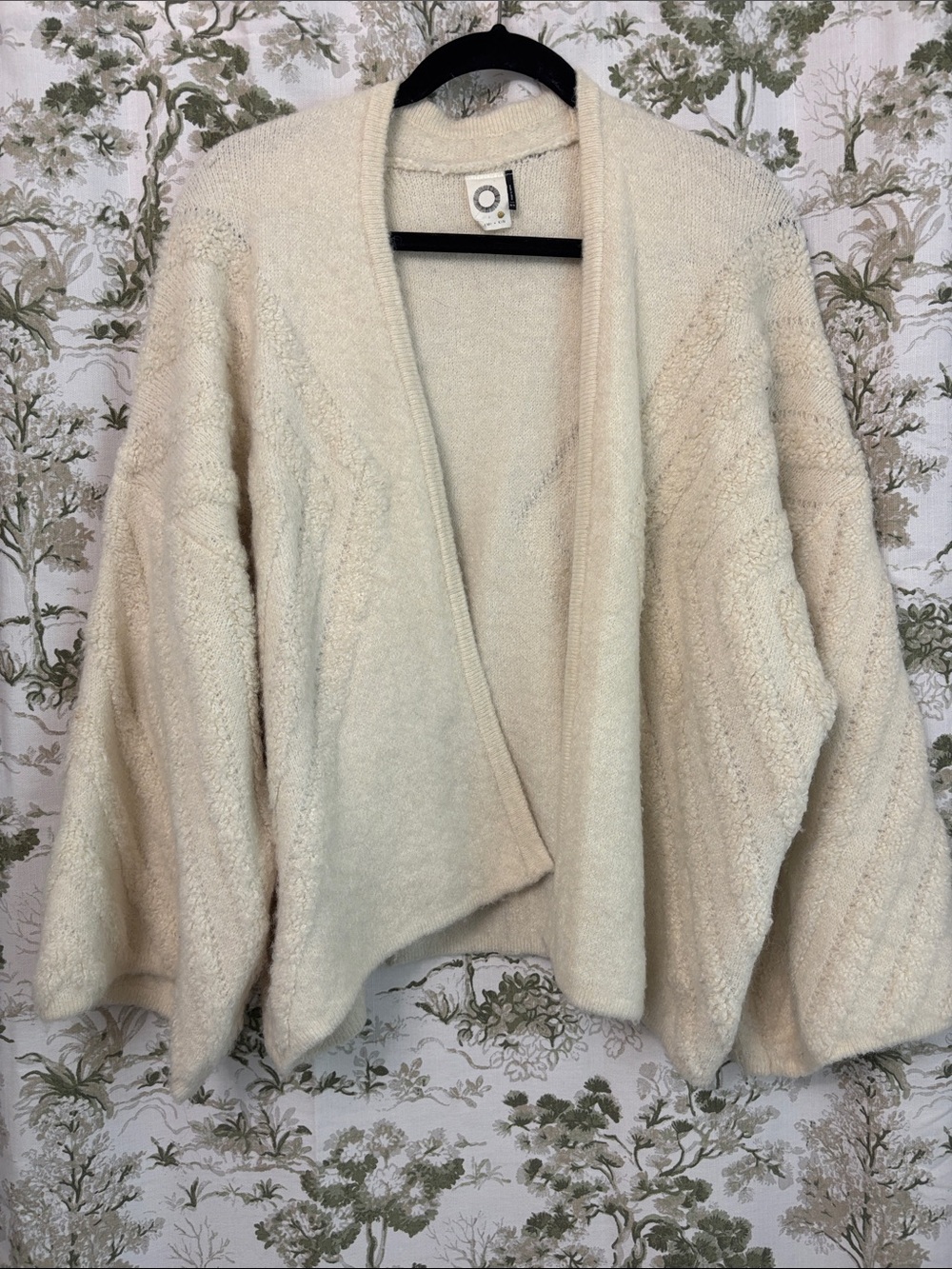 Open-Front Cream Knit Women's Cardigan Sweater
